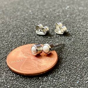 Silver-tone, Faux Pearl Earrings